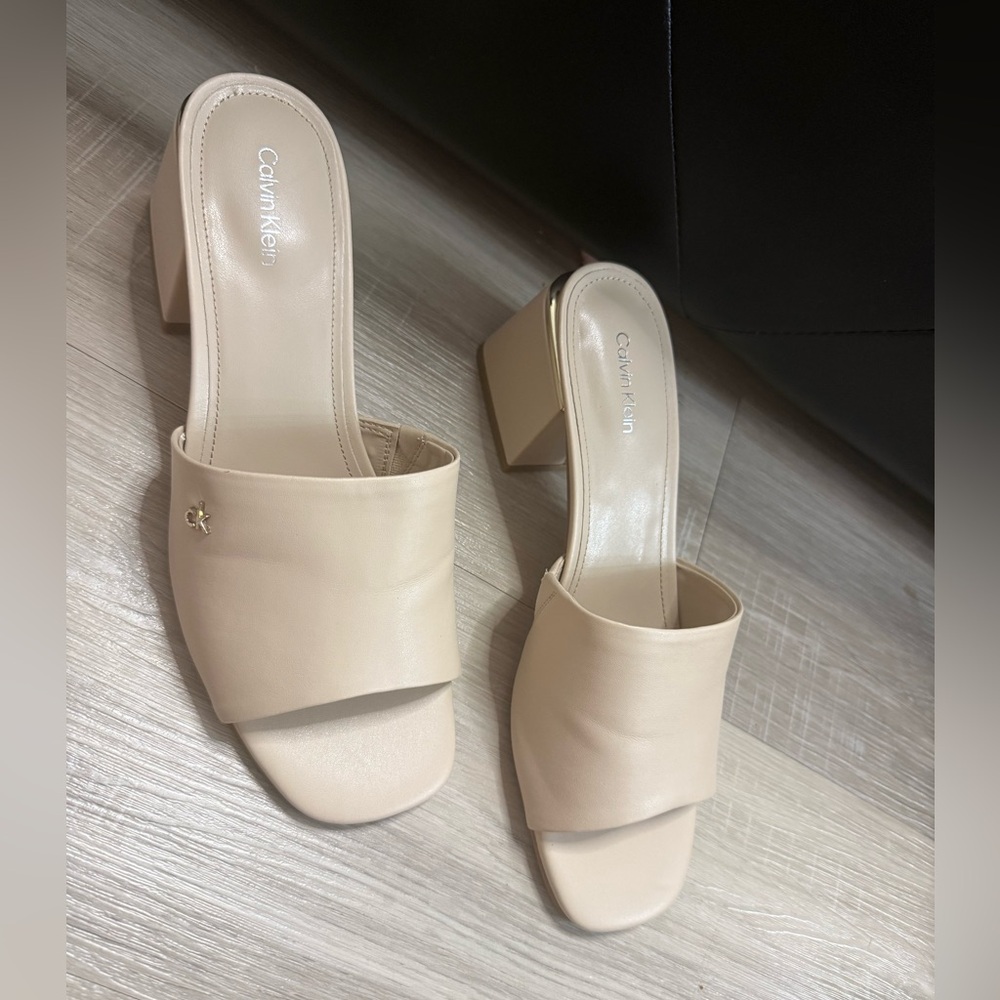 Calvin Klein Women's Beige Mules
